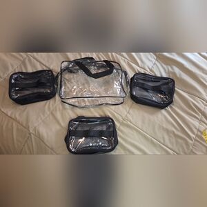 Clear Travel Makeup Bag Set 4 Piece Transparent Toiletry Organizer